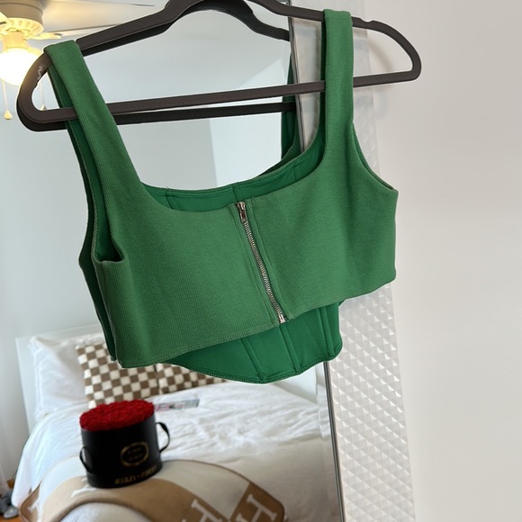 Princess Polly Tops Princess Polly Green Ribbed Corset Top Poshmark
